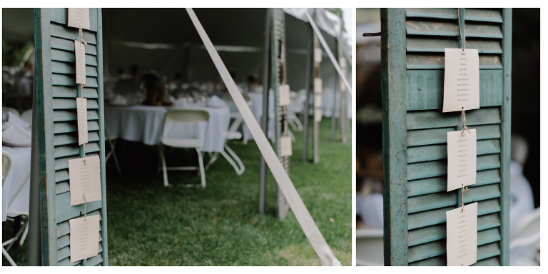 DIY seating cards on old window shutter