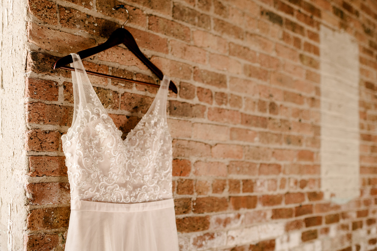 Lace wedding gown at Baraboo Arts