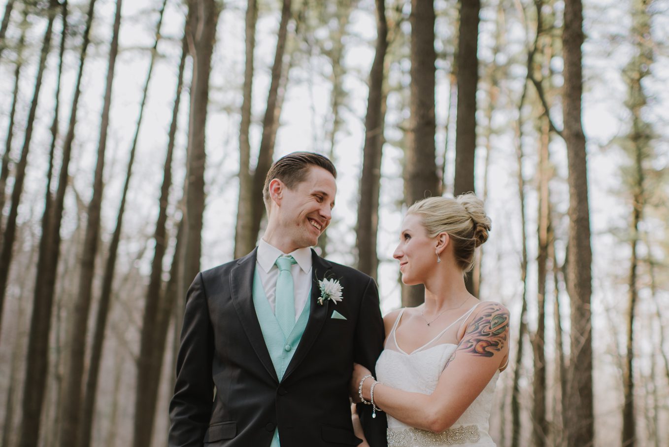 Bride and groom at Devil's Lake.