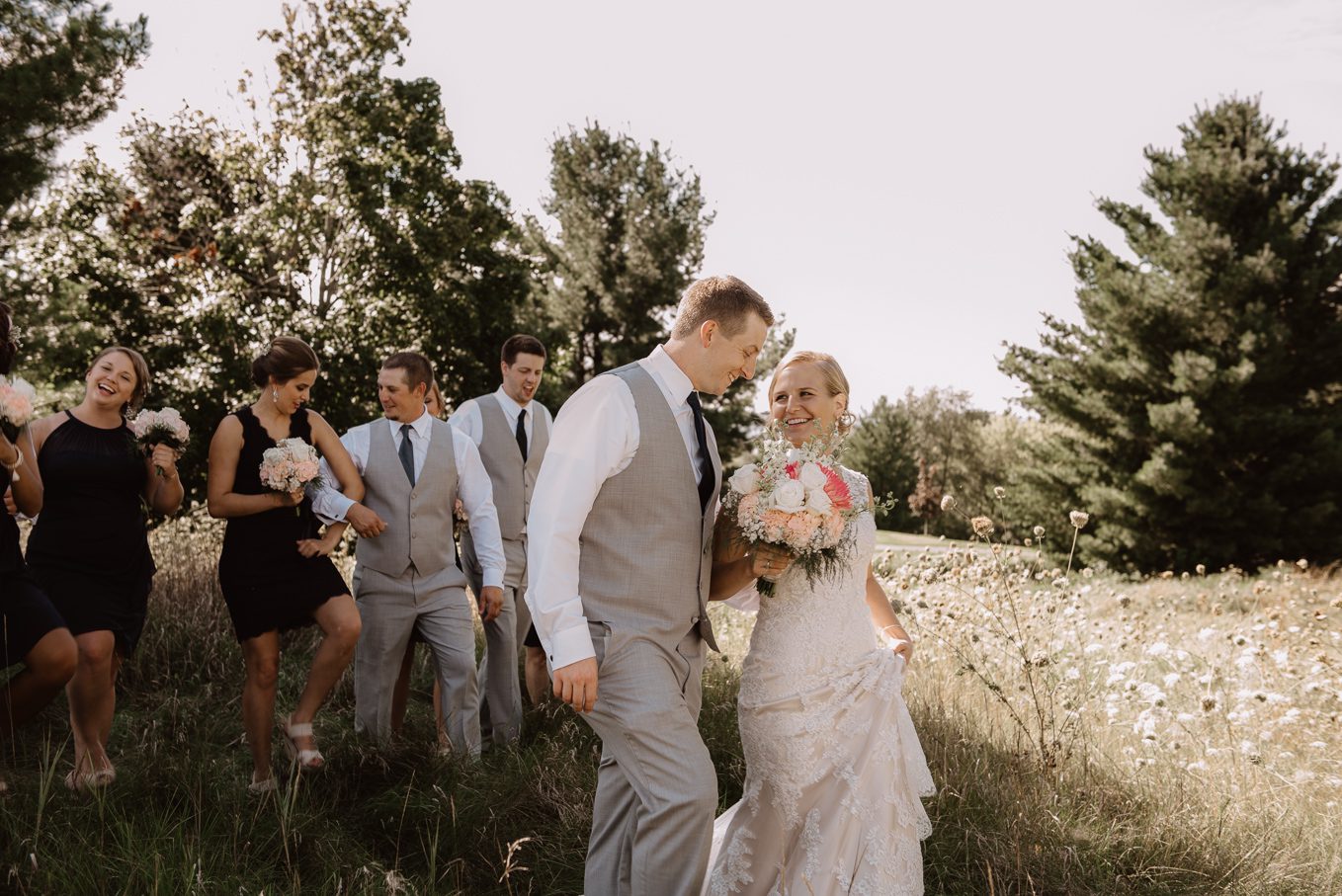 Bridal party photos at Baraboo Country Club.