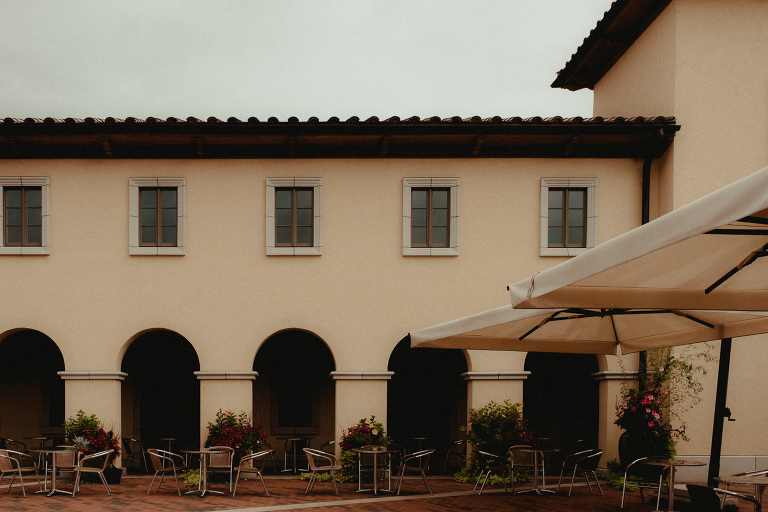 Seating in courtyard.