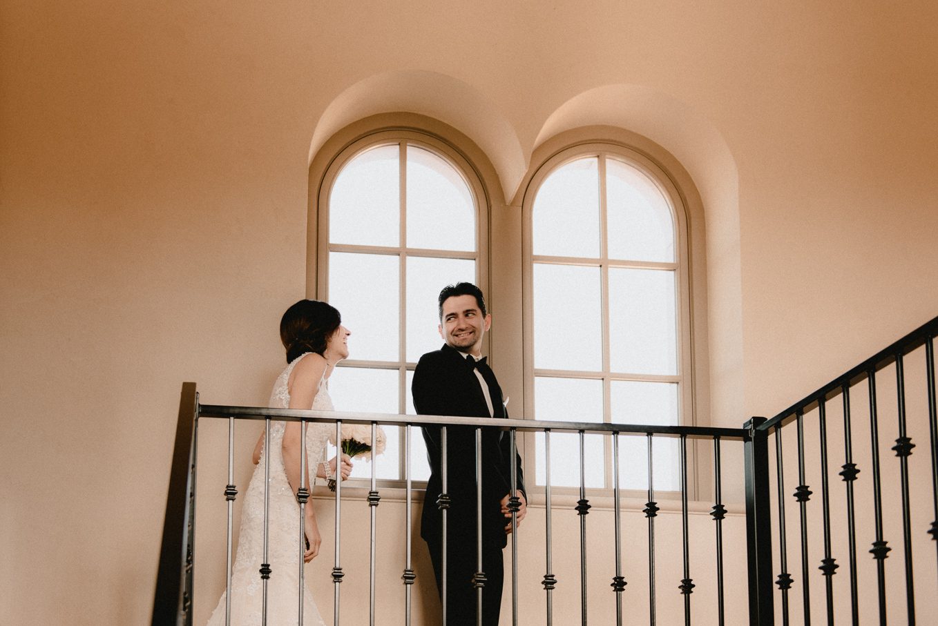 Happy couple during first look.