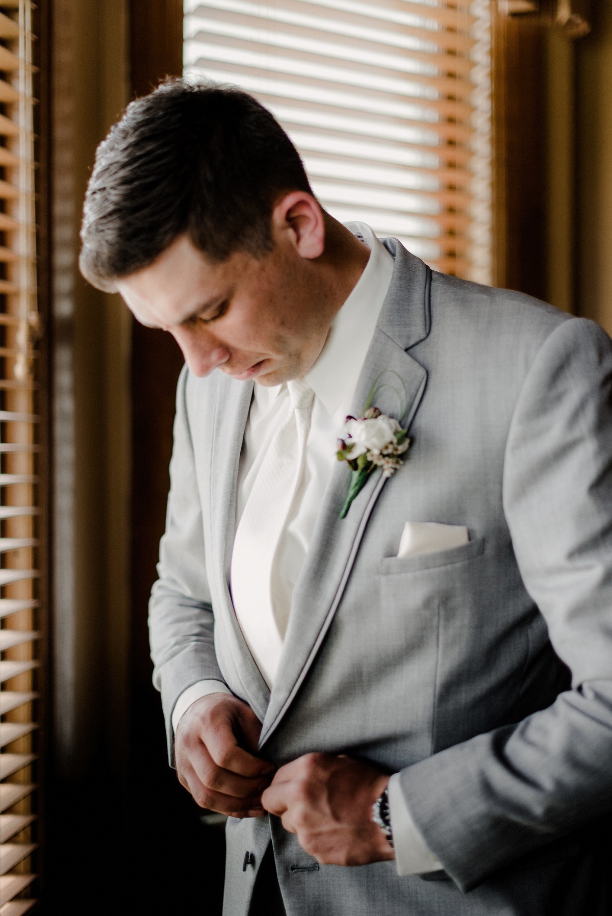 Groom getting ready