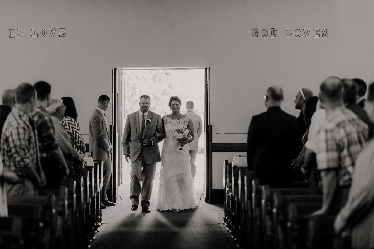 Wisconsin bride entering ceremony