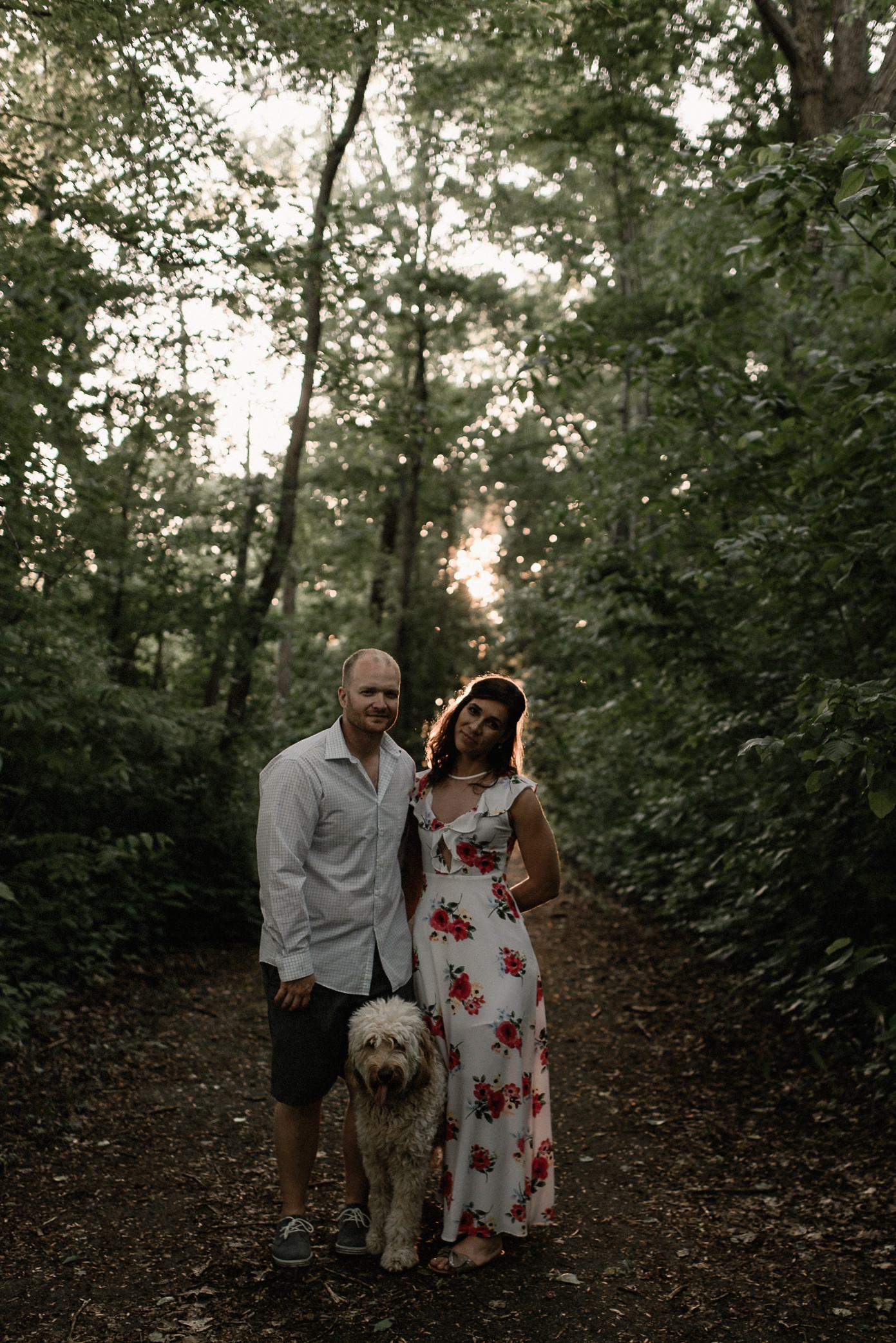 Wisconsin wilderness engagement session with dog