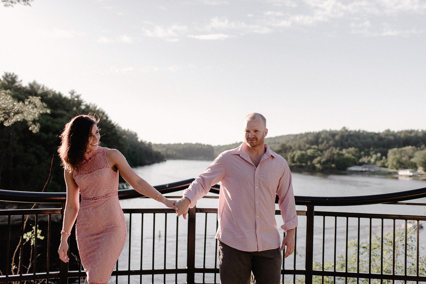 Happy couple with wisconsin river in background