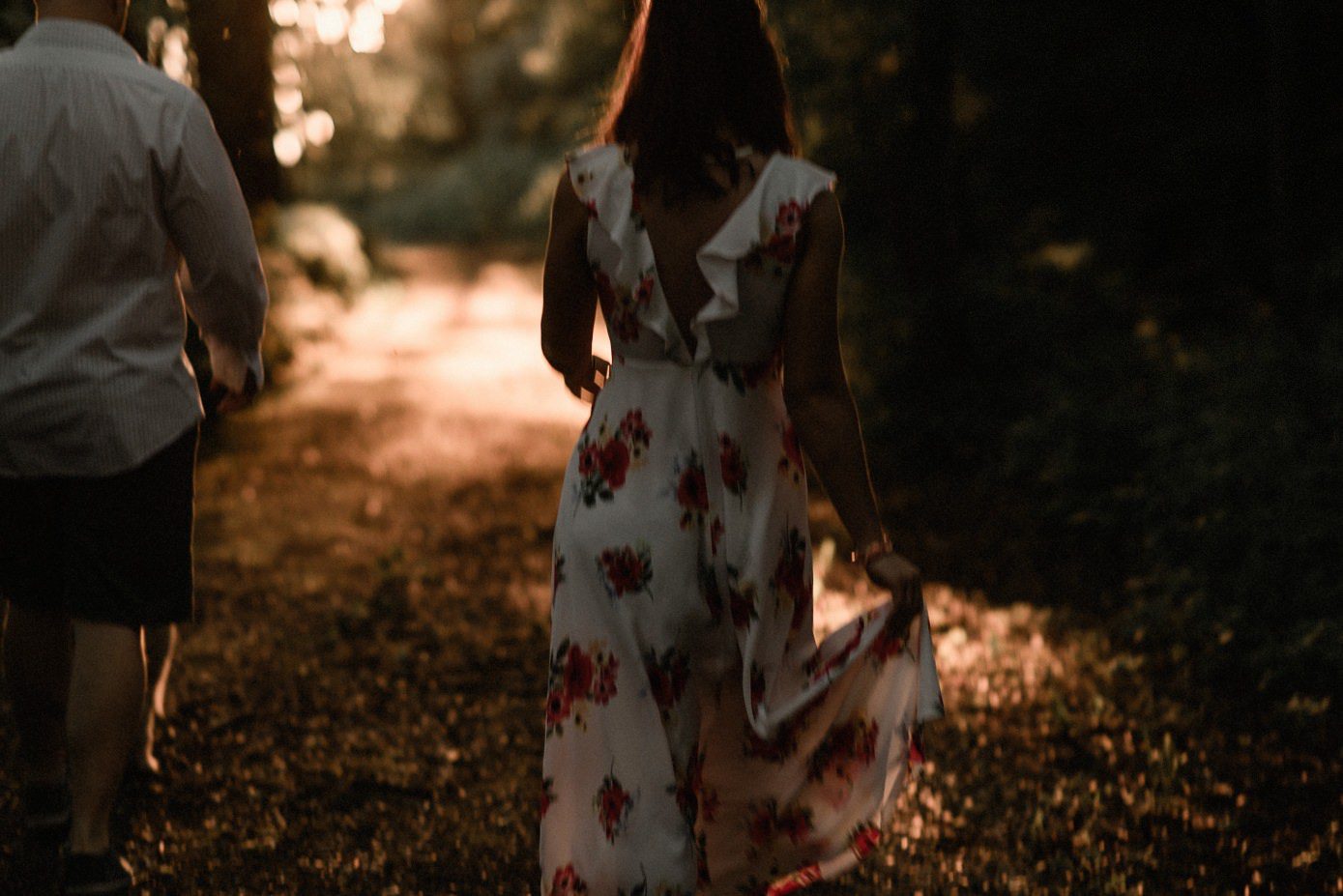 hiking down to the WI River for engagement photos