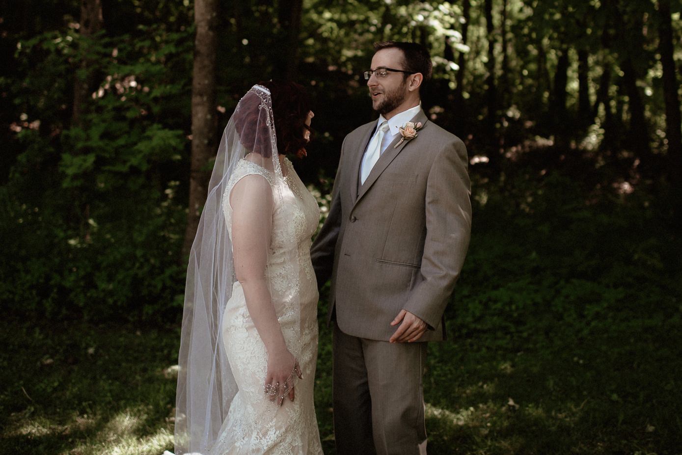 Groom seeing his bride for the first time