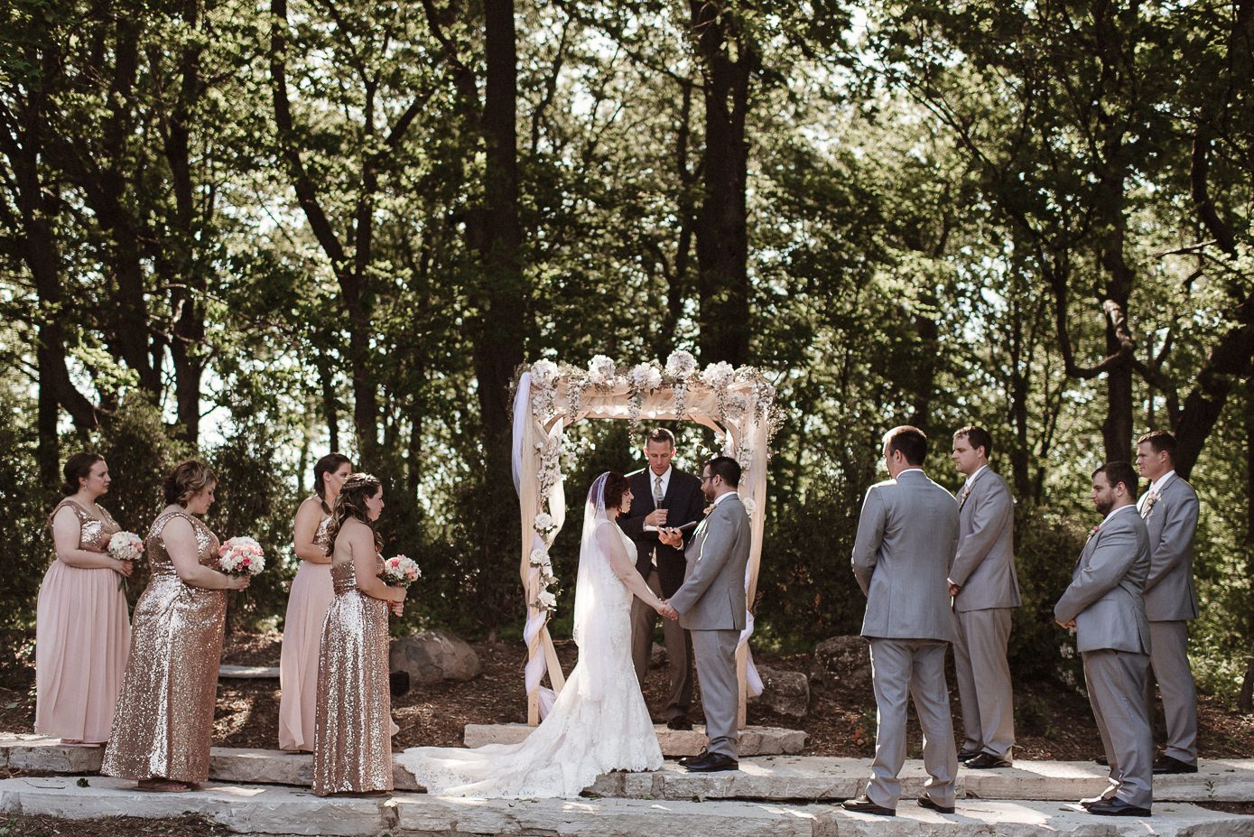 Bride and groom during their ceremony at Terrace 167