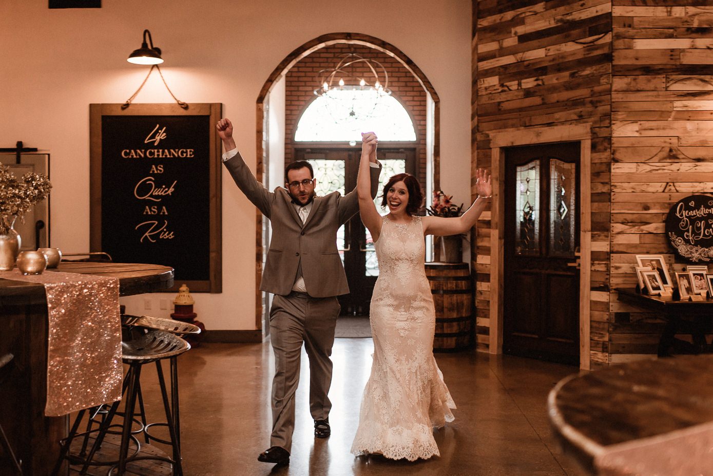 Bride and groom's grand entrance at Terrace 167