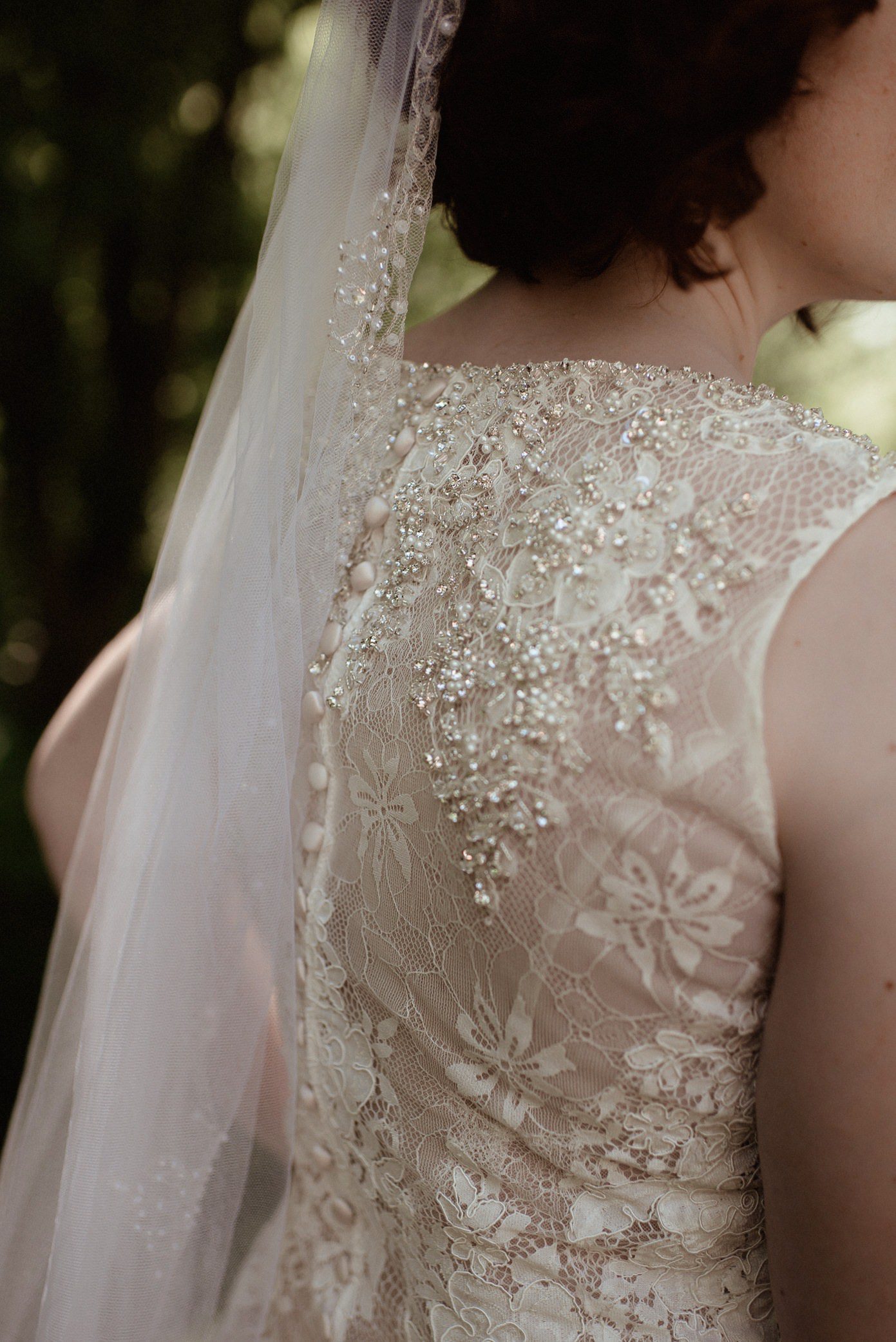 Back of Amelishan bridal gown detail shot