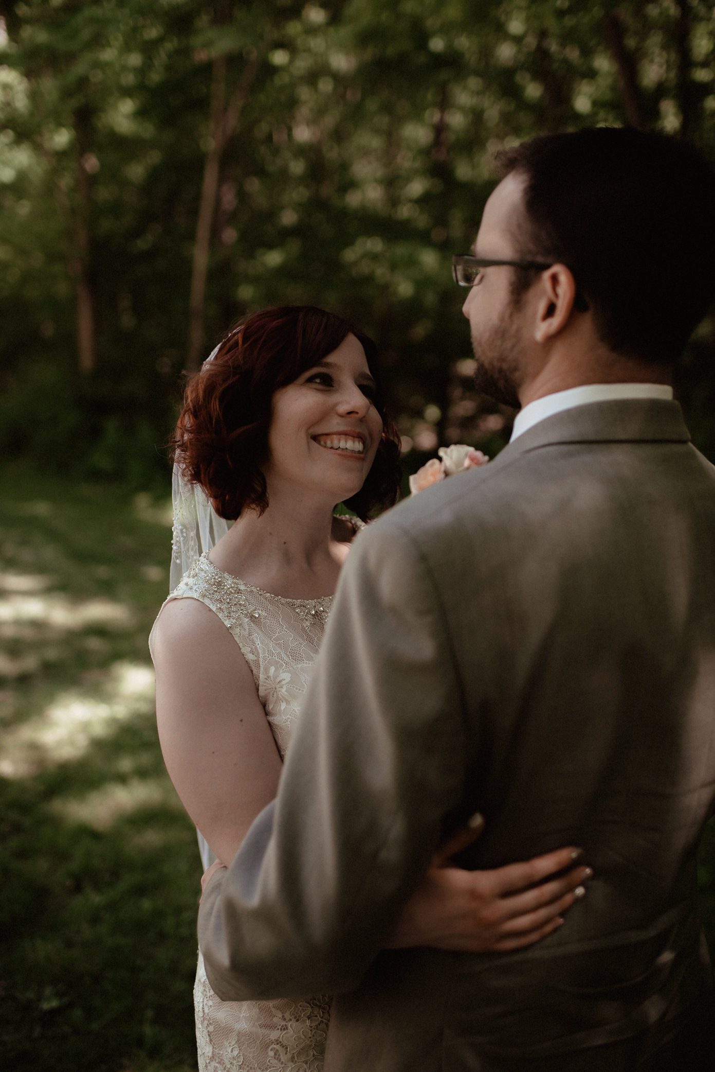 Milwaukee bride and groom during their first look