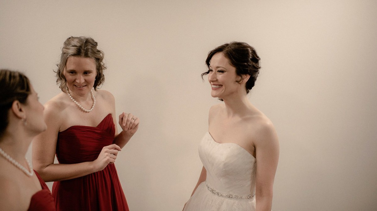 Bride getting ready at St Joseph's catholic church