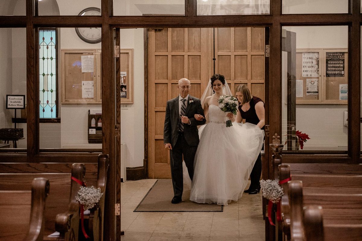 Bride preparing to walk down the aisle