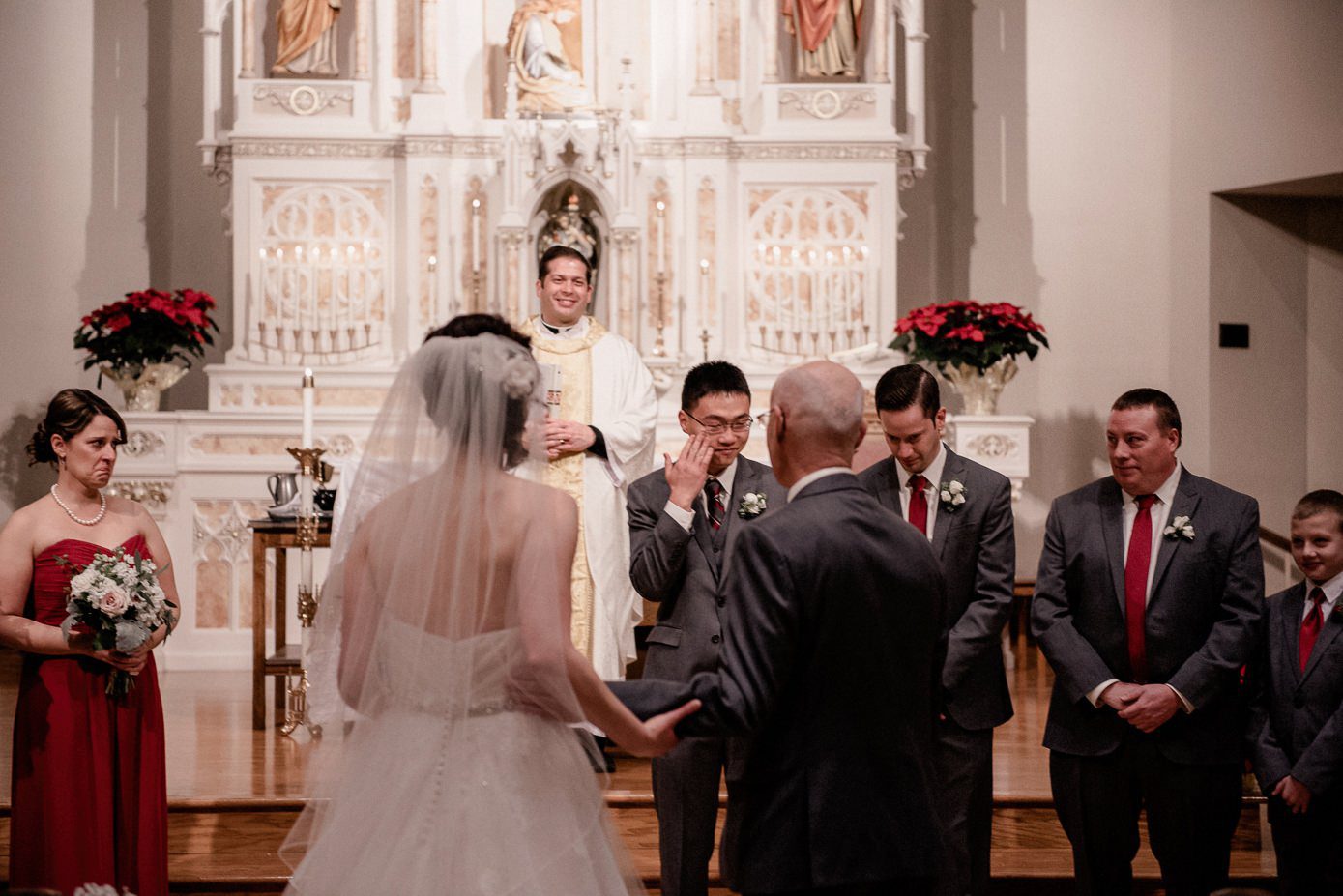 Groom seeing his bride for the first time