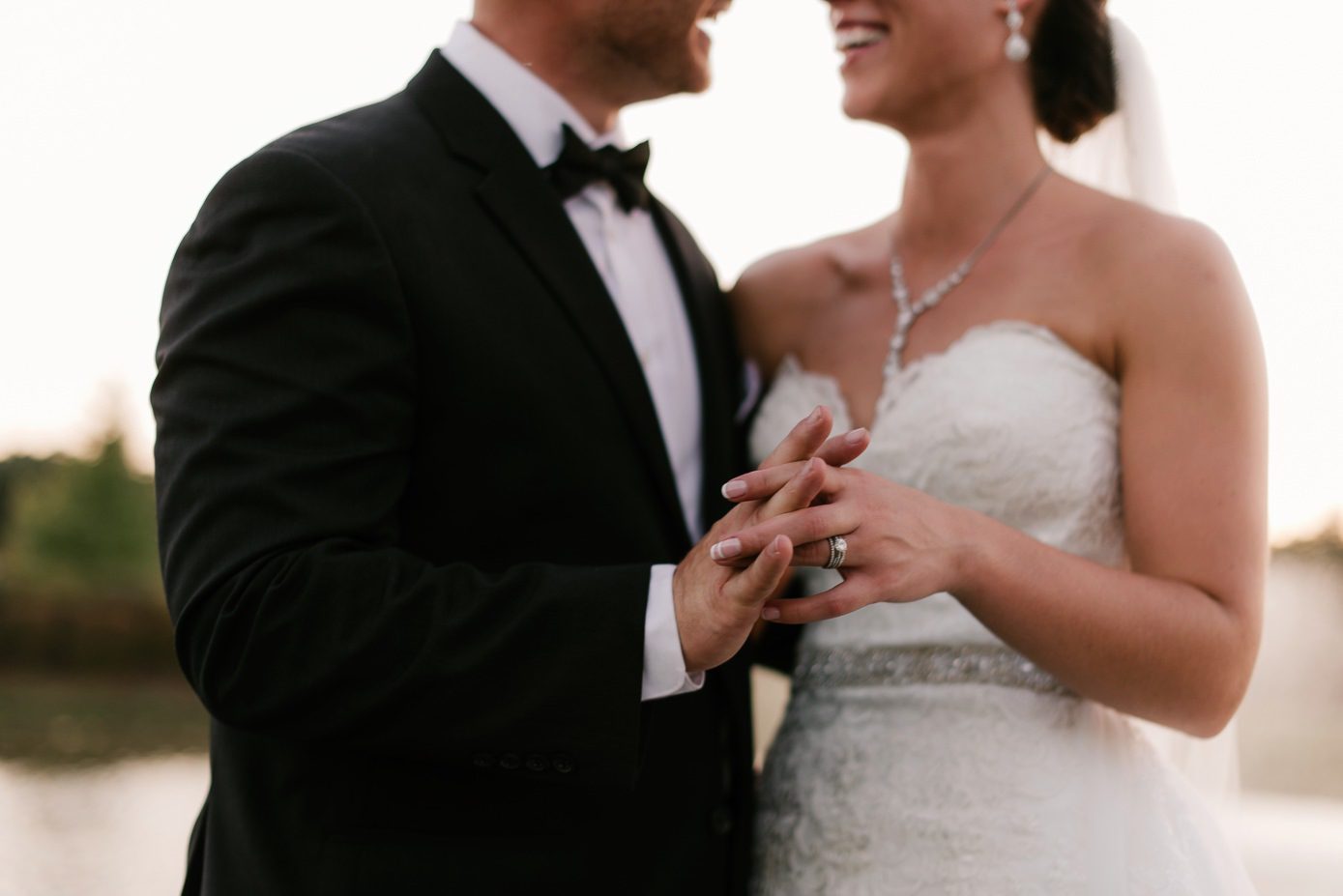 Non traditional wedding ring detail shot