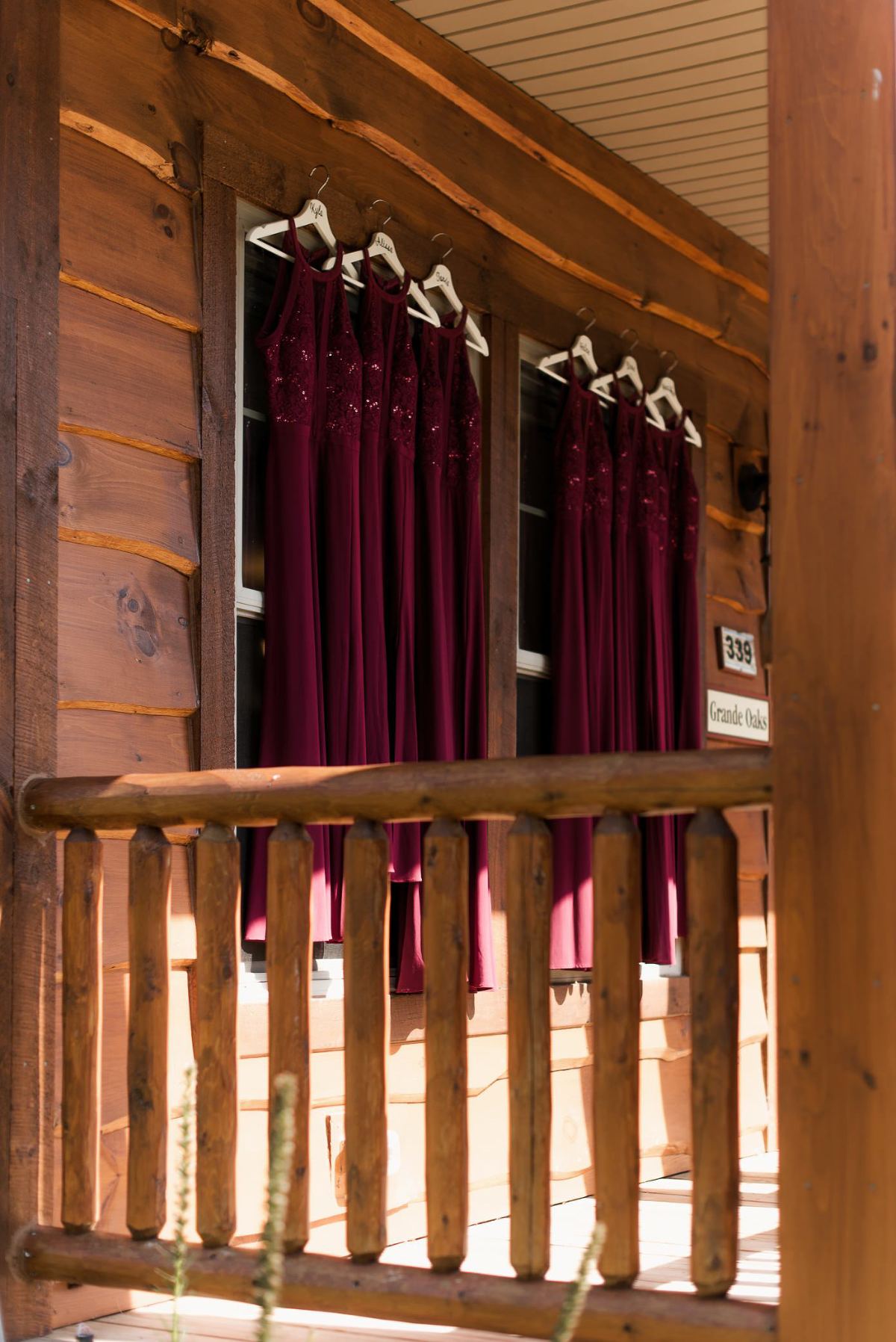 Deep maroon bridesmaids dresses