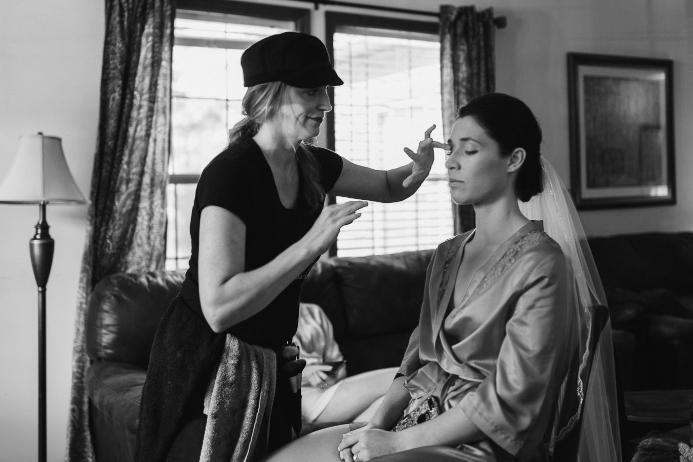 Bridal makeup at Spring Creek golf course cabin