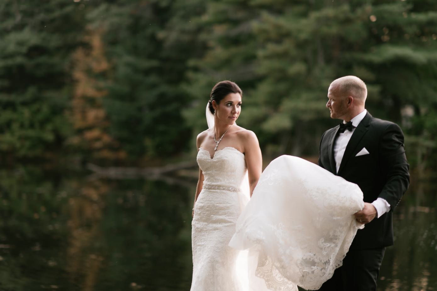 Bride and groom sunset portraits