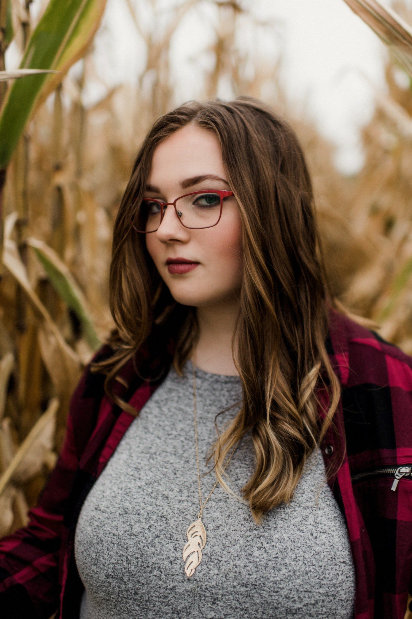 Poynette senior photos in cornfield