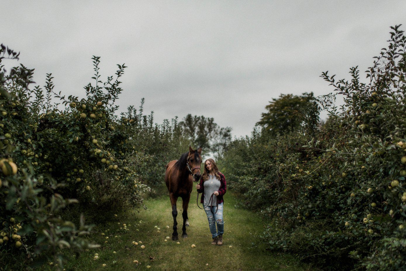 Poynette senior pictures in apple orchard
