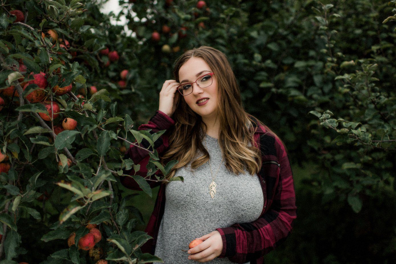 Wisconsin apple orchard senior pictures