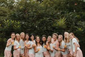 Bridesmaids drinking mimosas at Chula Vista resort.