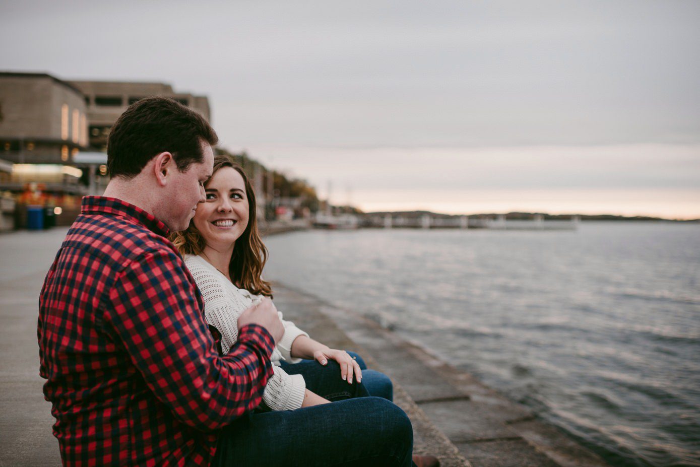 Happy couple at Union Terrace engagement session