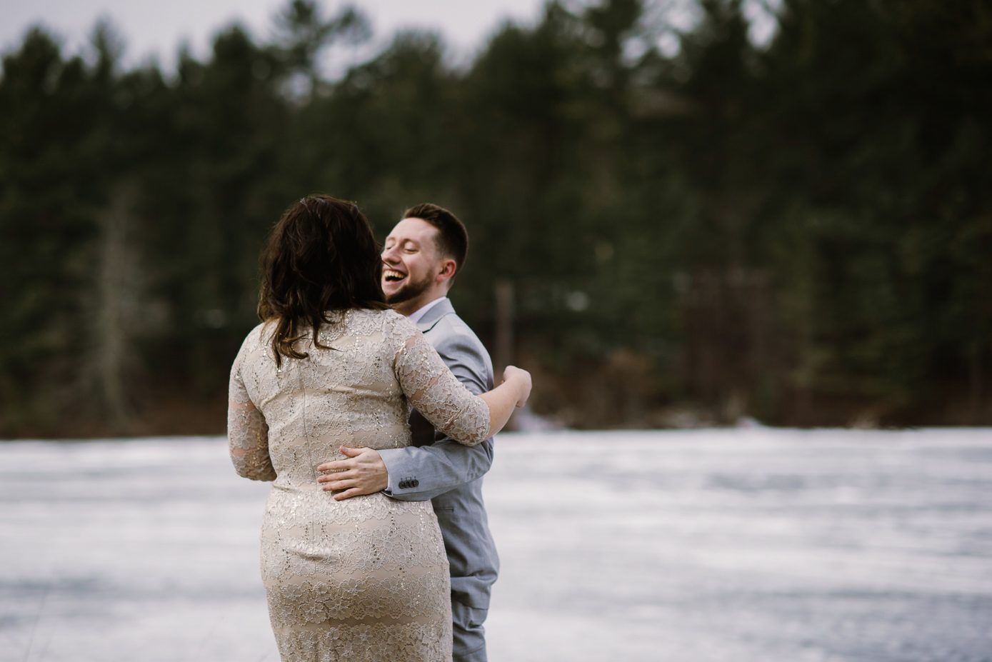 Groom seeing his bride for the first time