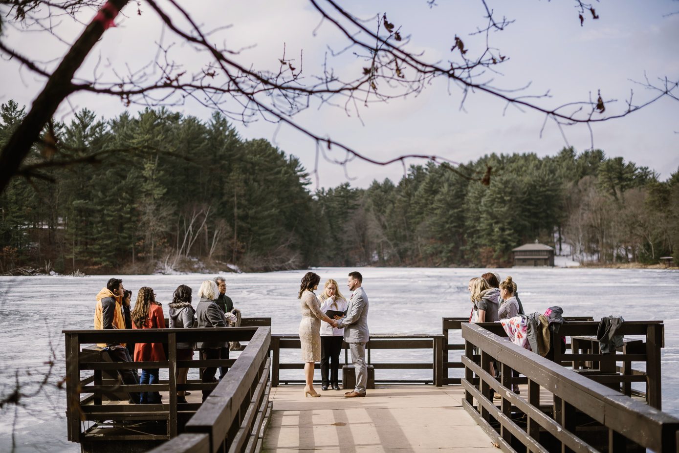 Wisconsin winter wedding at Mirror Lake.