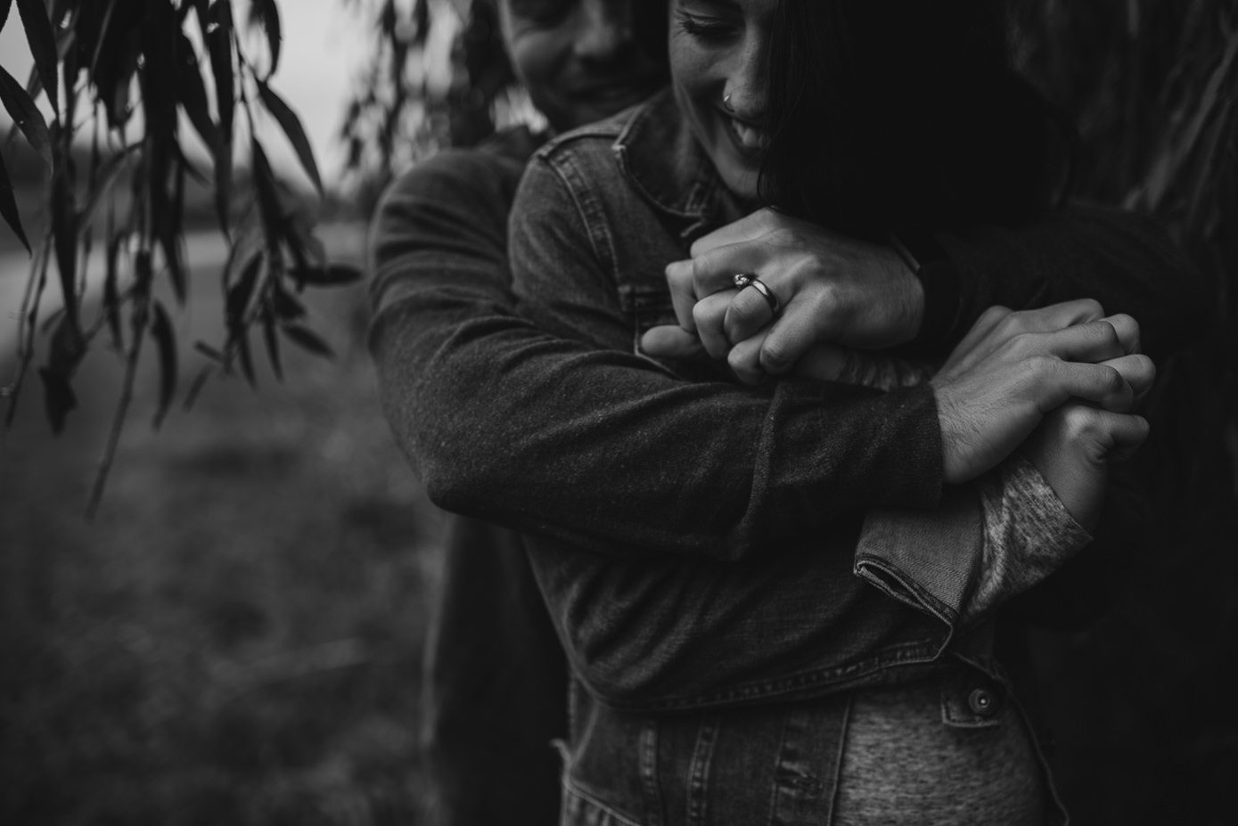 Tight embrace during Madison maternity session with Kate Senger Photography