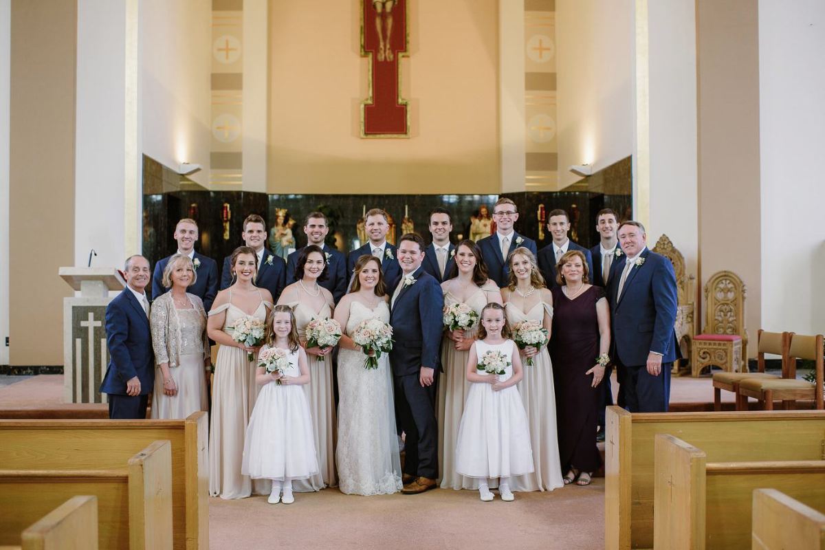 Milwaukee wedding bridal party formals at St Hedwig Three Holy Women Parish