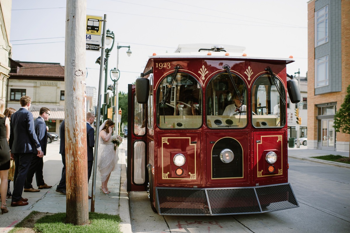 Wedding party on Milwaukee Trolly