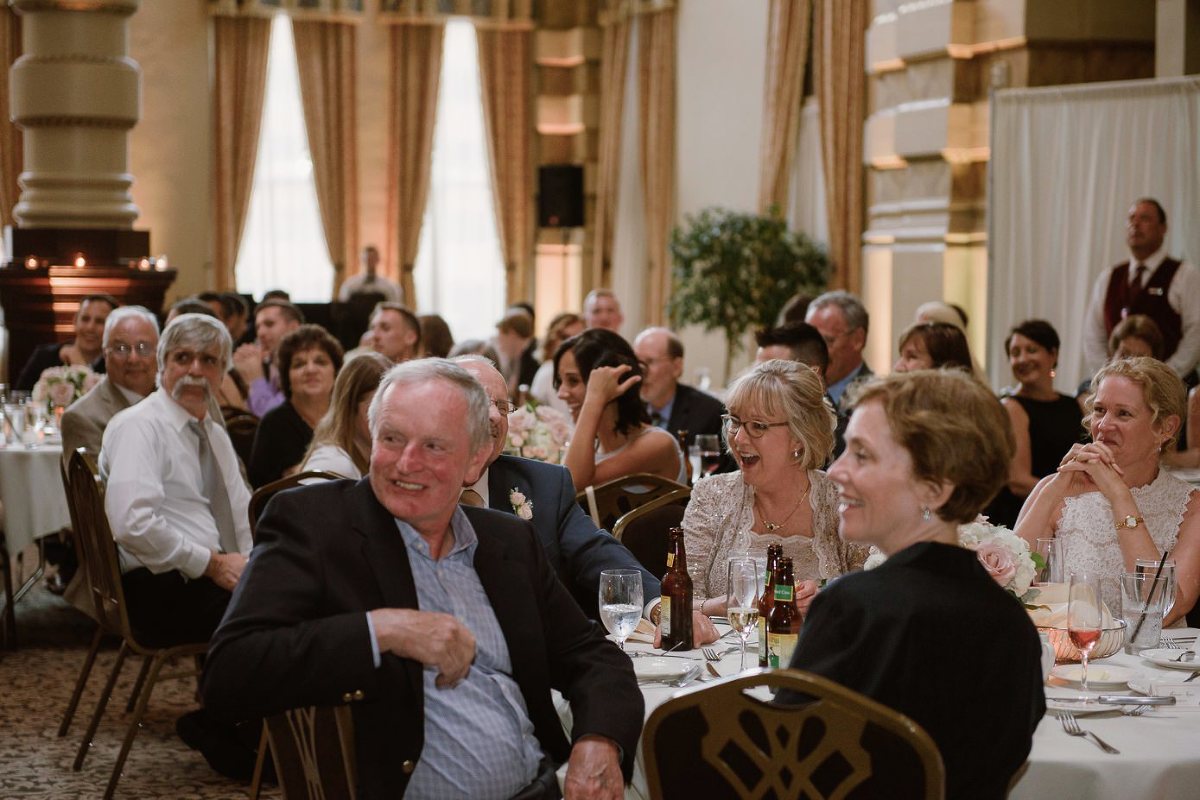 Wedding party toasts at the Grain Exchange