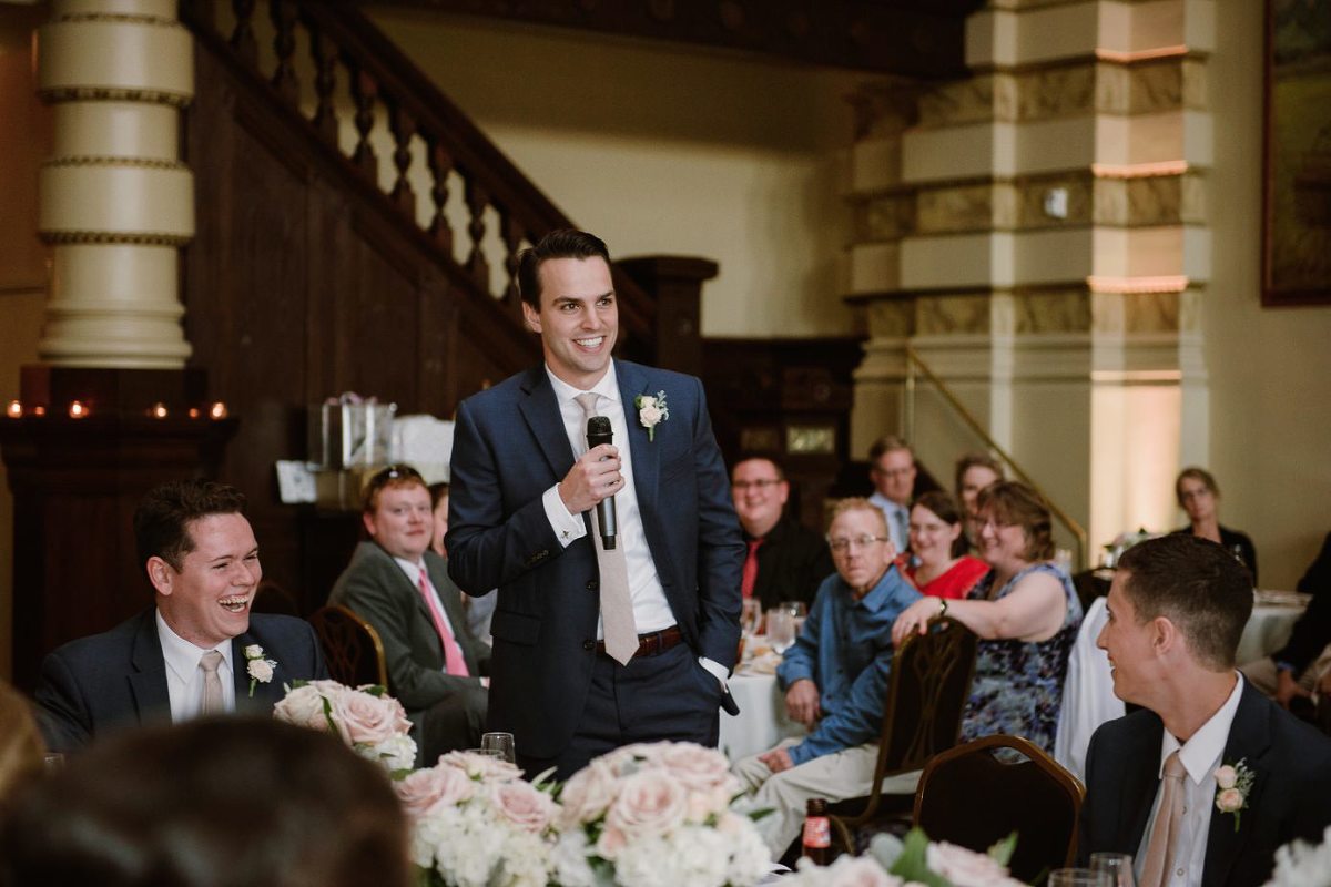Wedding party toasts at the Grain Exchange
