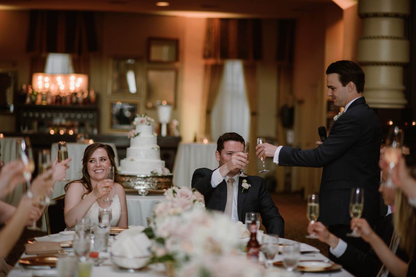 Wedding party toasts at the Grain Exchange