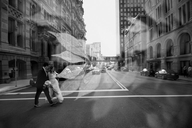 Double exposure Milwaukee wedding.