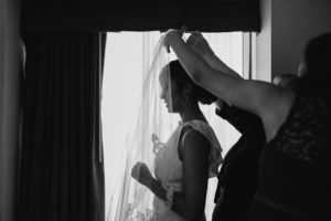 Madison wedding photographer - bride getting ready at Madison Concourse Hotel