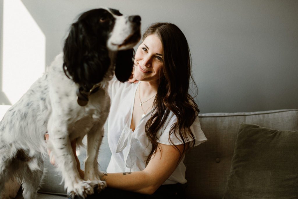 In-home couples session with dog in Madison, Wisconsin