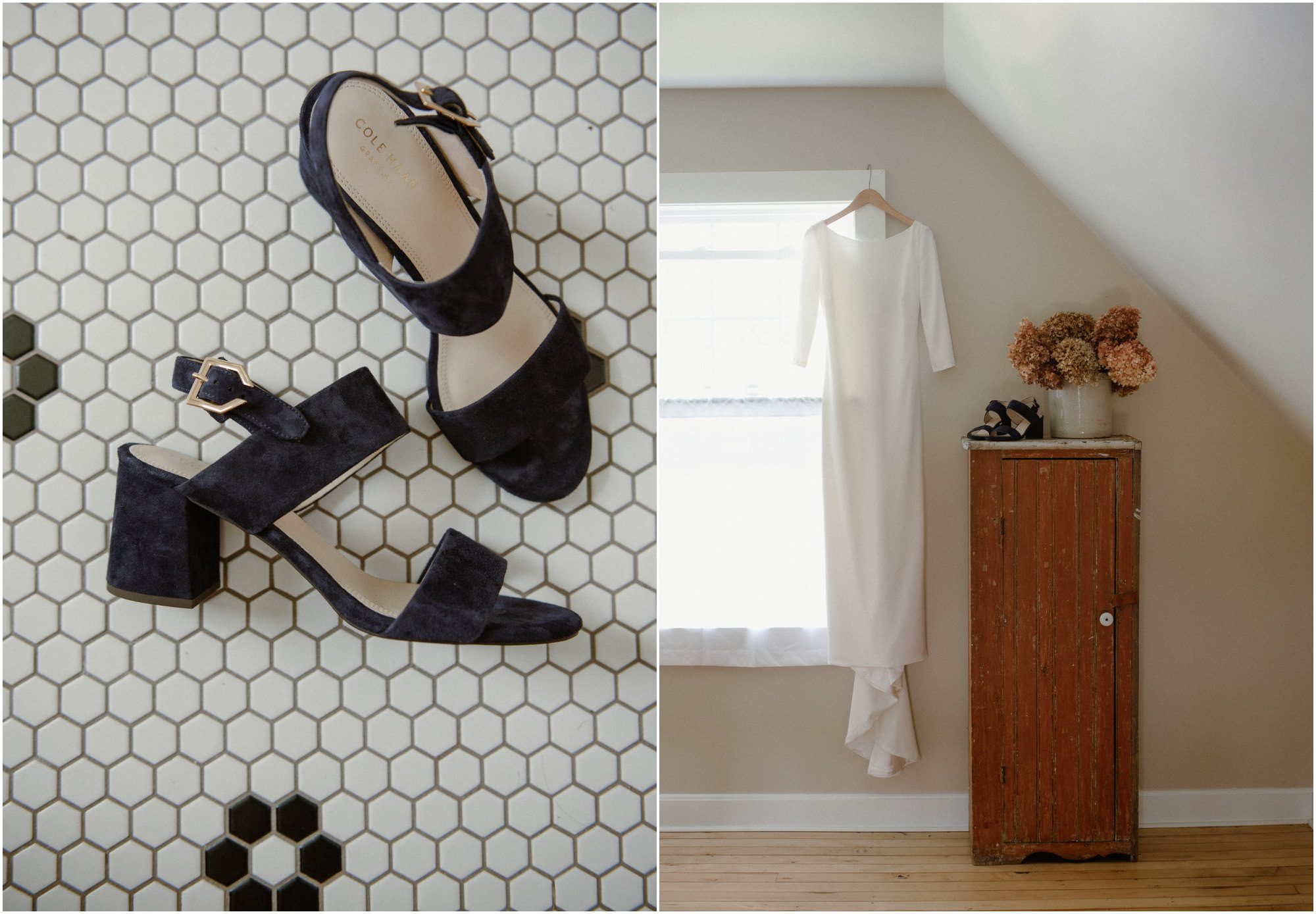 Velvet blue Cole Haan wedding shoes