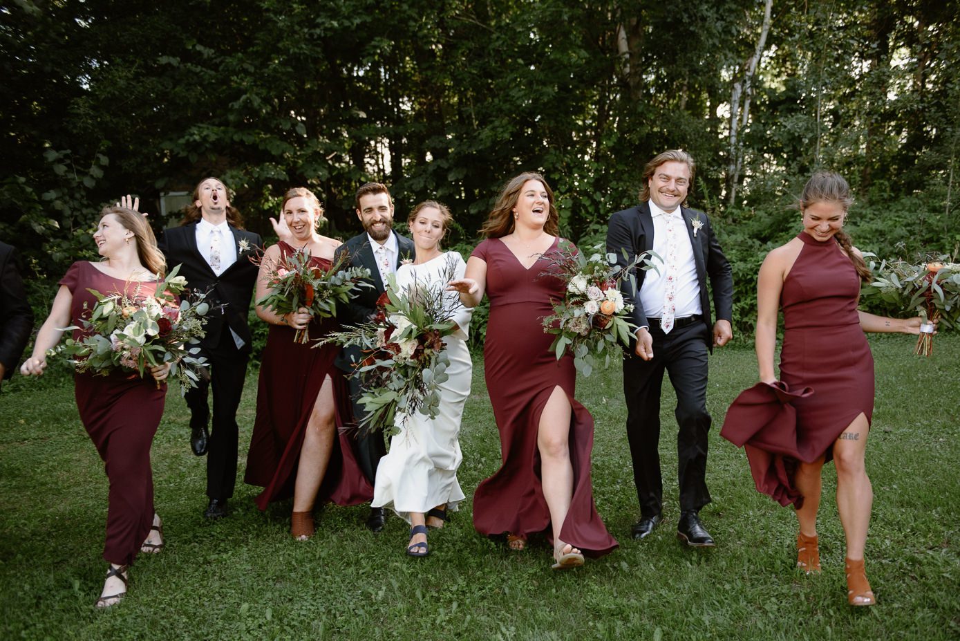 Bridal party celebrating