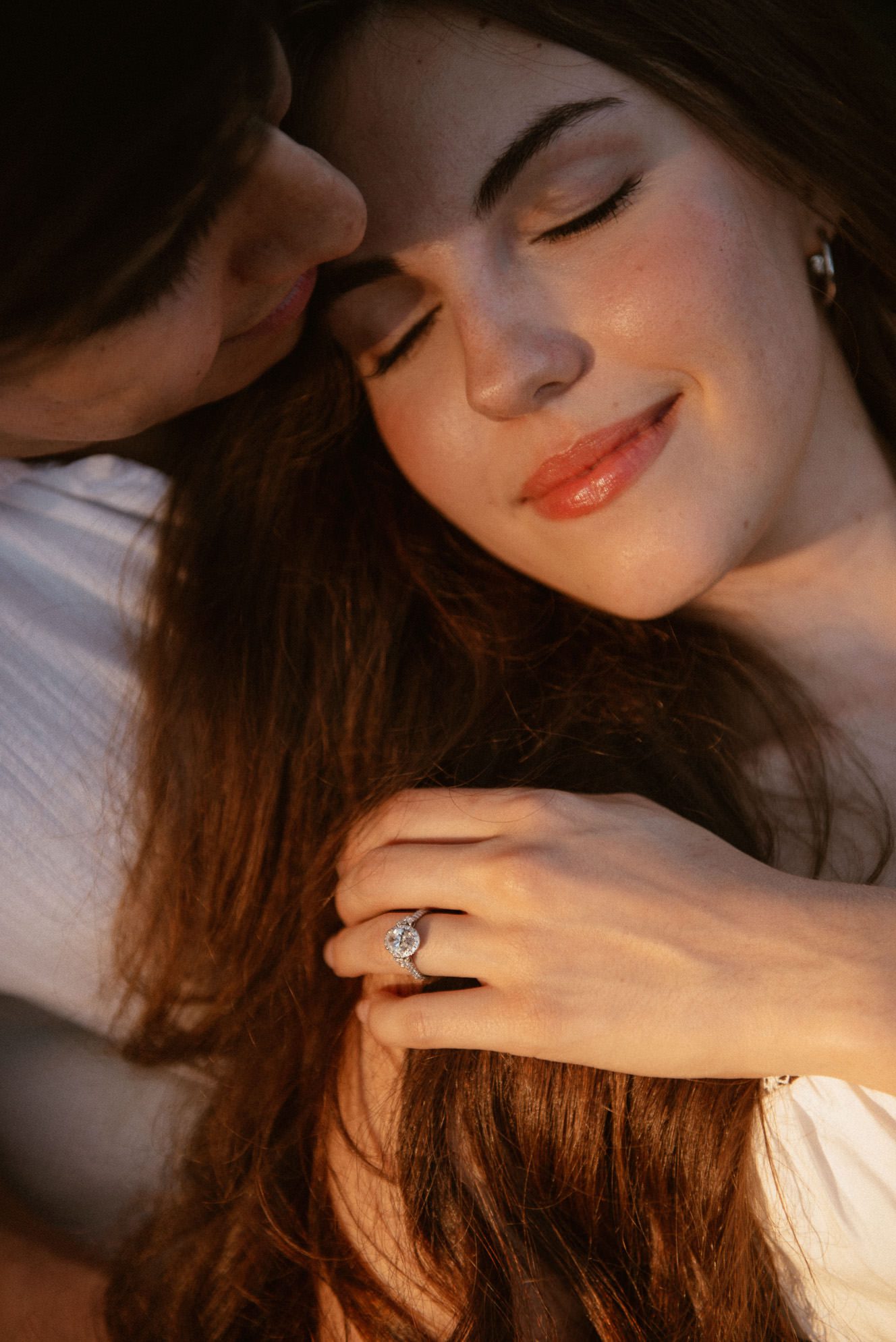 Romantic editorial Wisconsin engagement session.