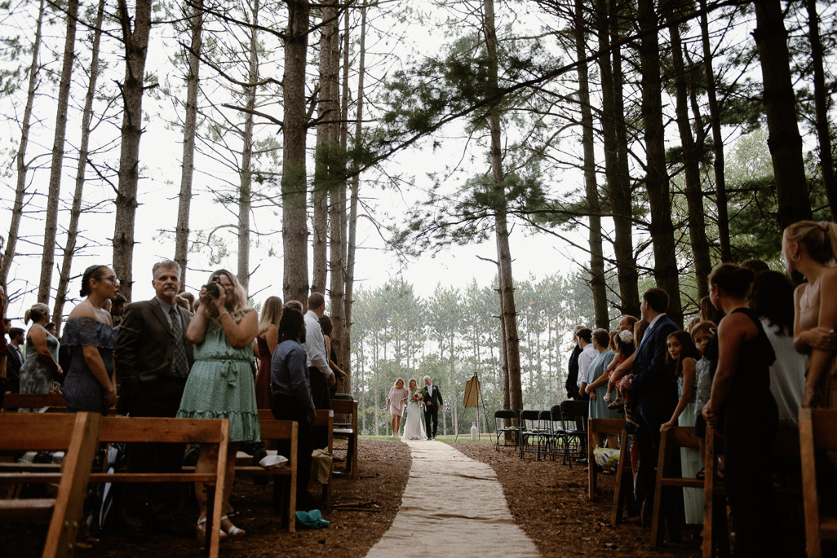 Wedding in pine trees at Bobolz Nature Preserve