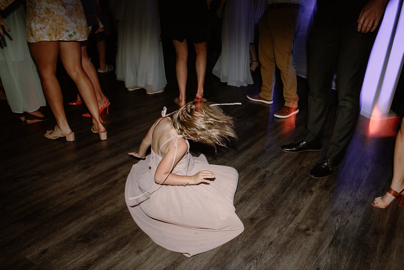 Flower girl dancing on dance floor