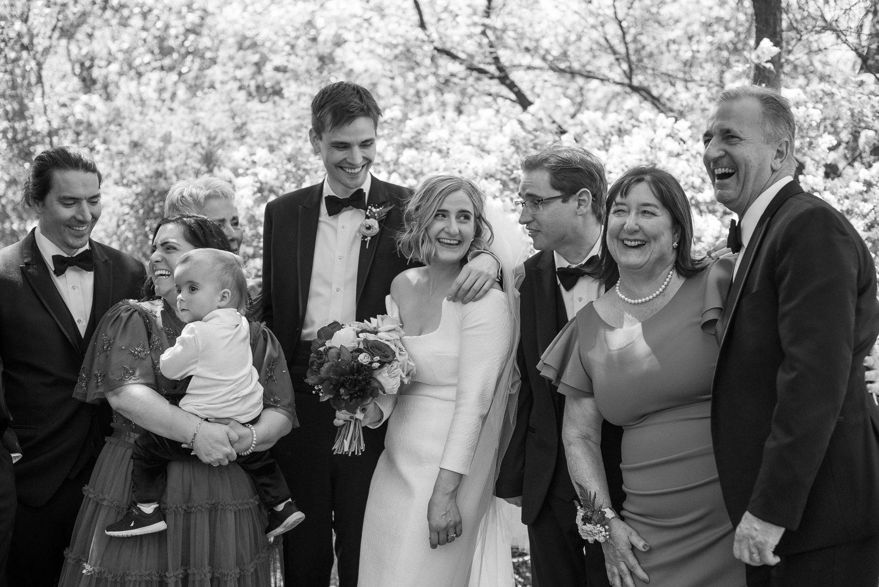 Candid family wedding photo