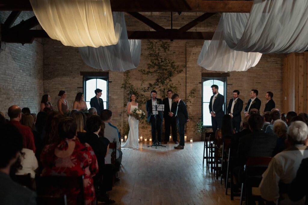 Wedding ceremony at The Lageret in Stoughton