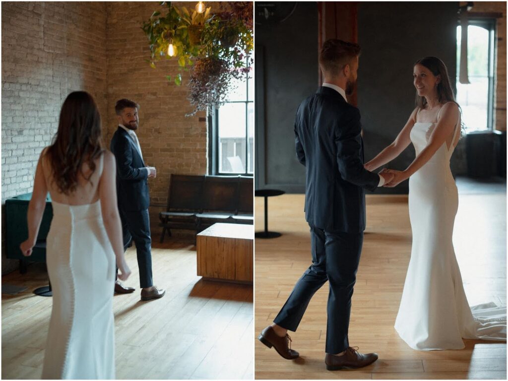 Bride and groom first look