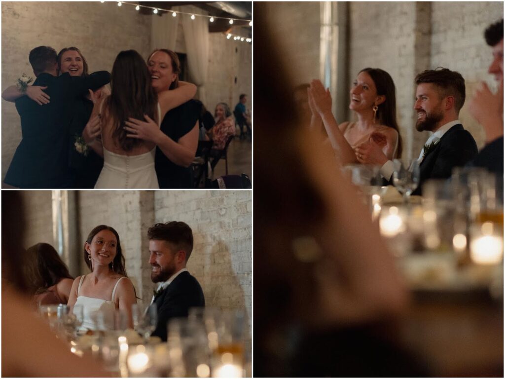Wedding toasts taking place in the Dining Space at The Lageret
