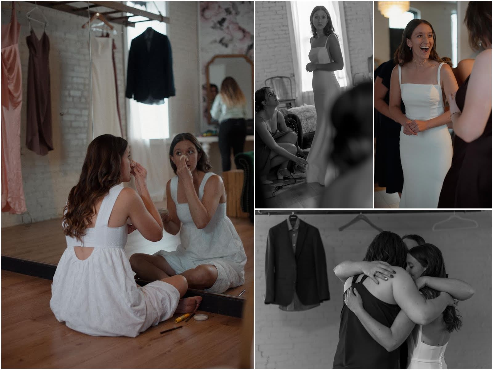 Bride getting ready in the Leif Room at the Lageret