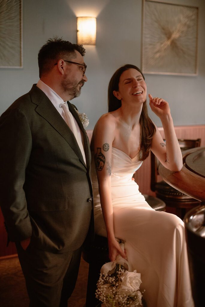 Playful kitsch style Wisconsin wedding portraits